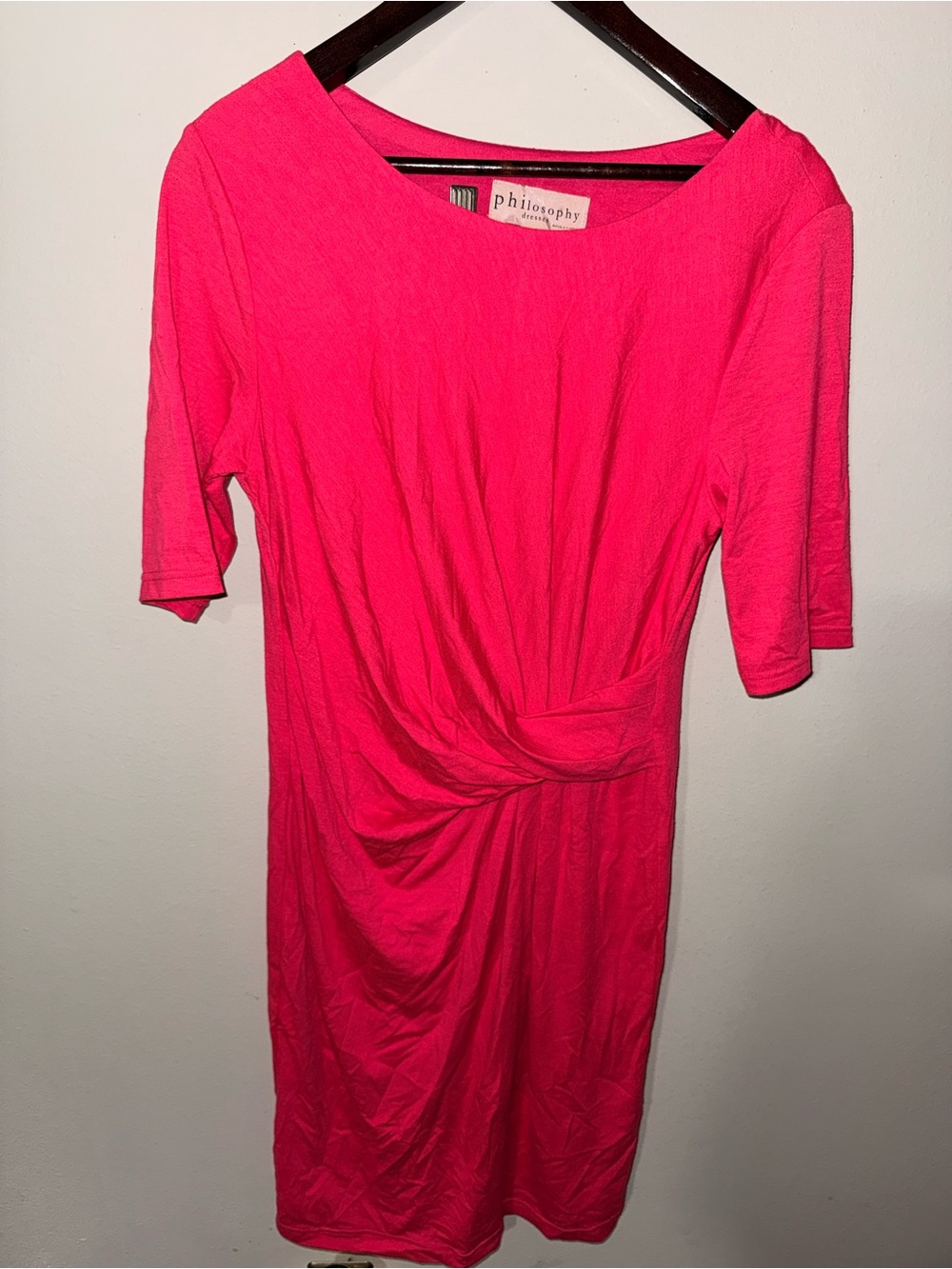 Philosophy Hot Pink Midi Dress with Twisted Front
